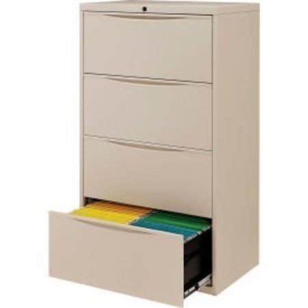 GLOBAL EQUIPMENT Interion® 30" Premium Lateral File Cabinet 4 Drawer Putty LF-30-4D-PUTTY